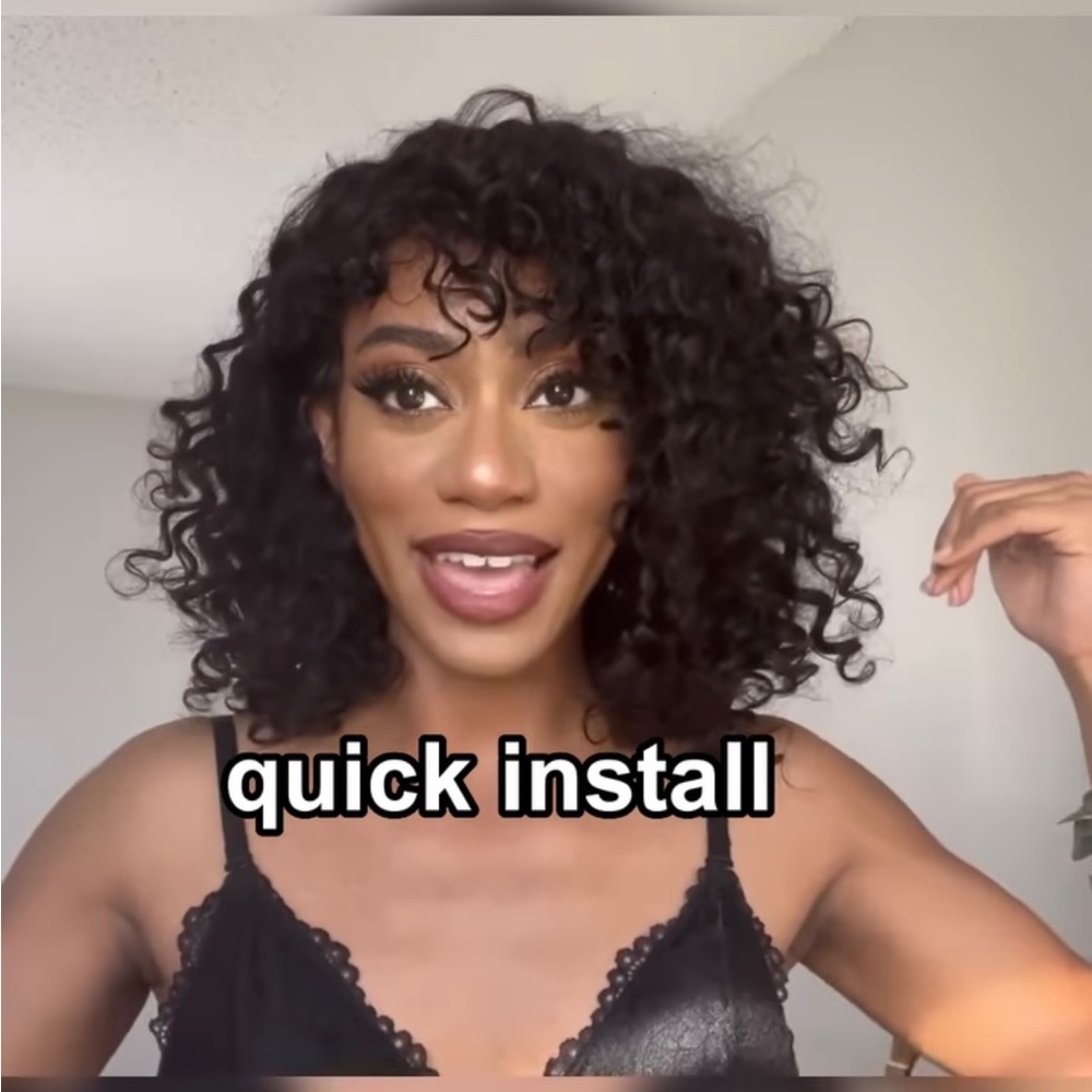 Brand new GORGIUS Natural Boho Curly Bang 12” Wig 🌷 - Picture 2 of 14